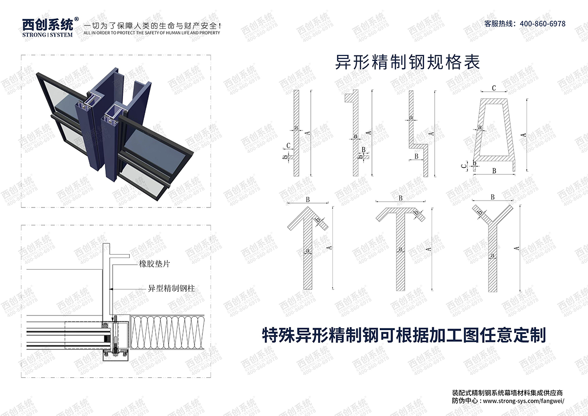 西創系統-異形精致鋼系統型材規格表