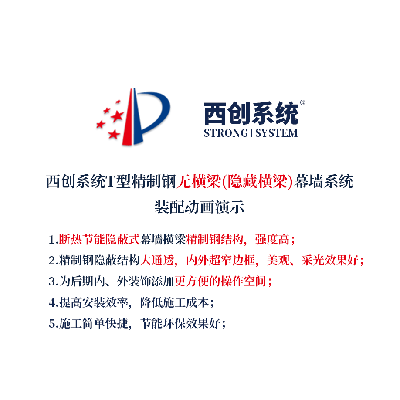 西創系統T型精制鋼無橫梁（隱藏橫梁）幕墻系統
