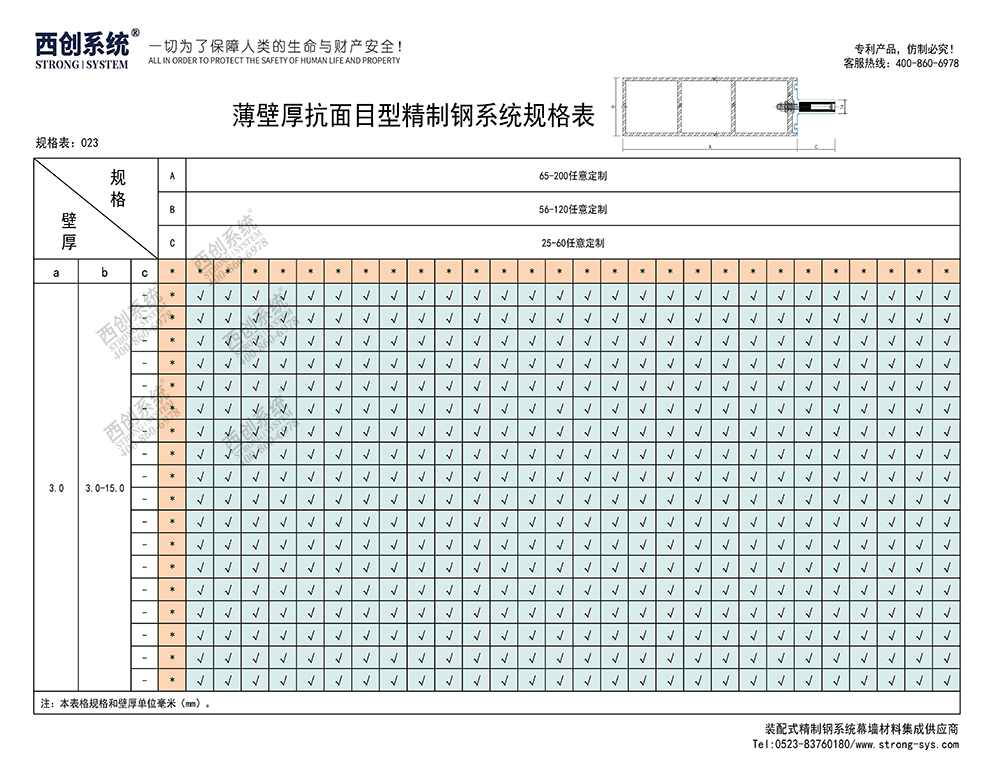 《最新規格型號一覽表》西創系統裝配式精制鋼直角方管精致鋼尖角方管（包含高精鋼、精密鋼、精細鋼）(圖24)