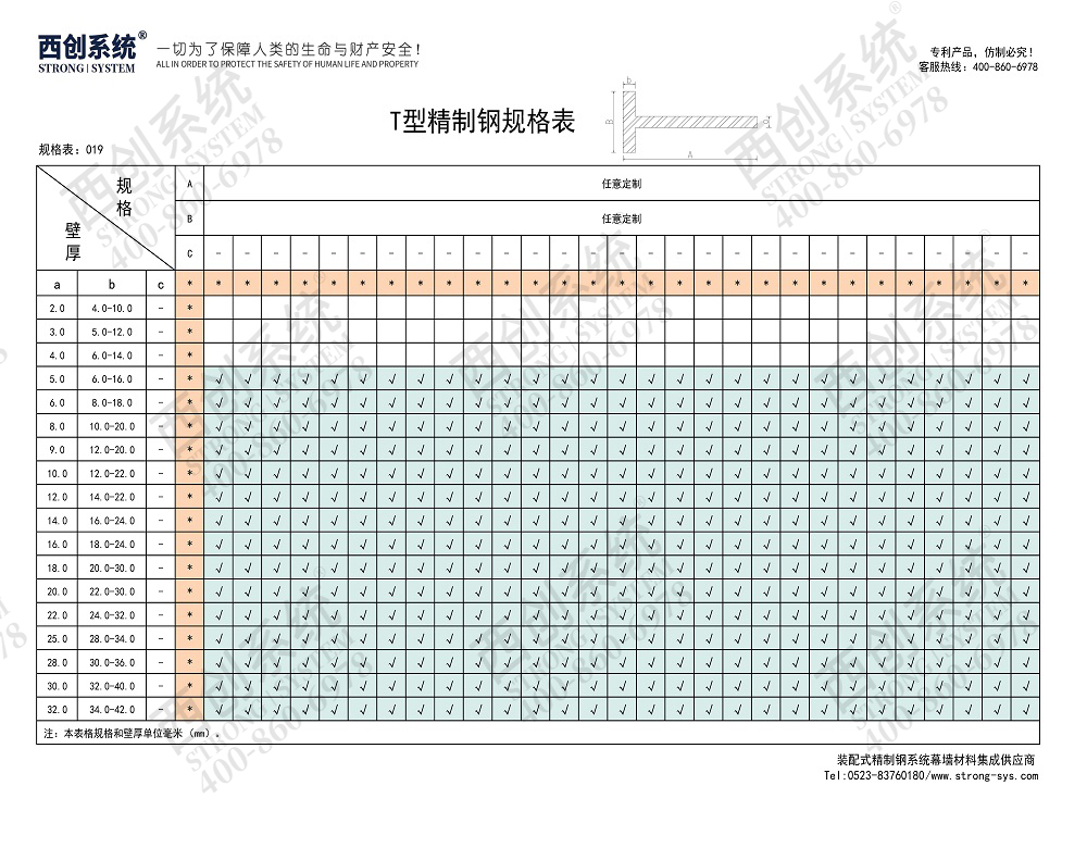 西創系統等壁厚T型幕墻精制鋼型材(圖4)