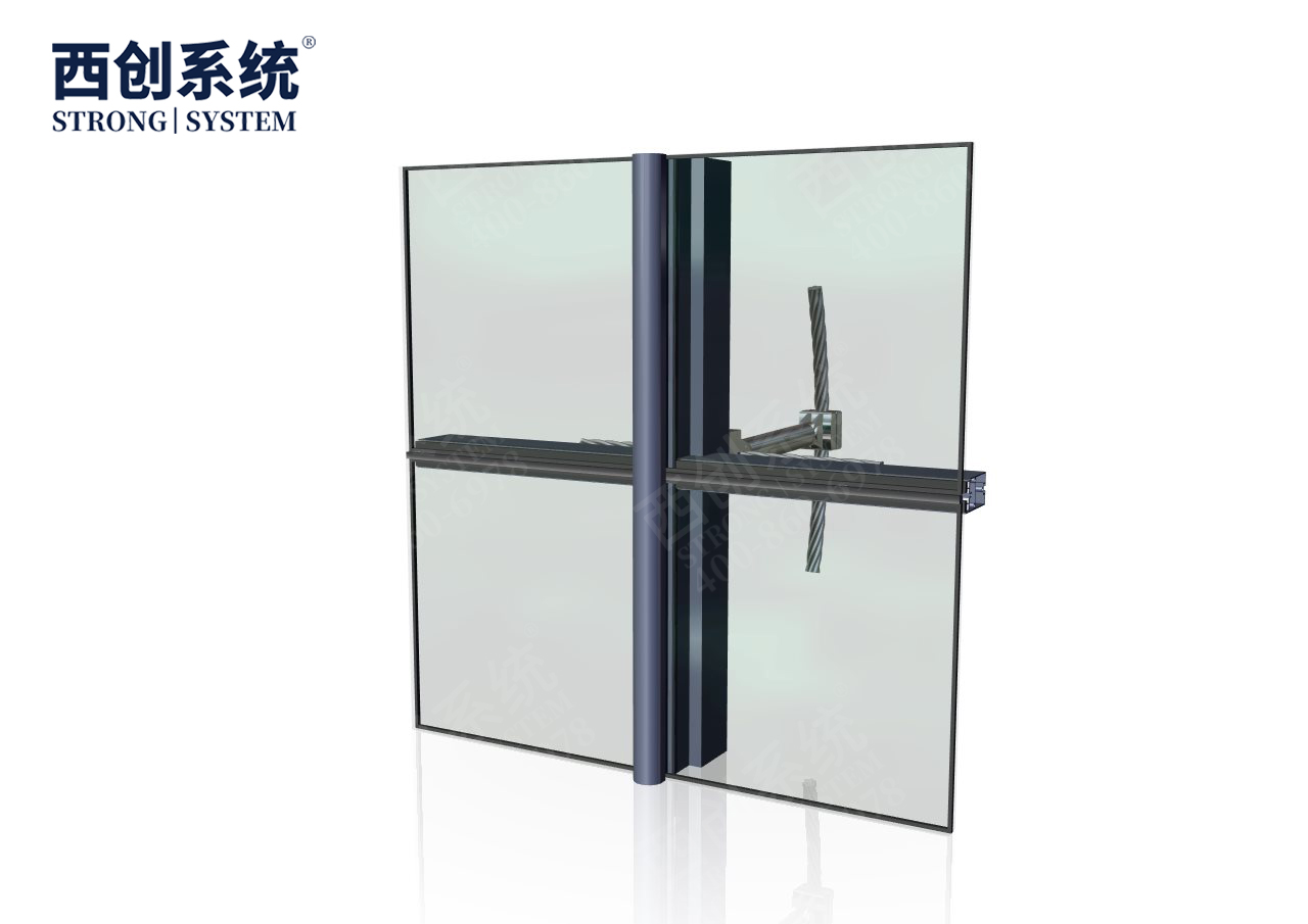 山東·青島上合綜合樓項目凸型精制鋼索桿自平衡玻璃幕墻系統——西創系統(圖9)