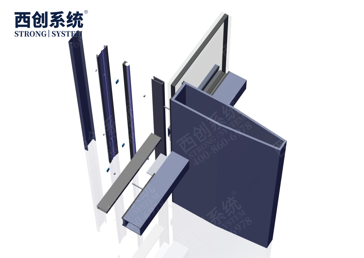 上海青浦項目銑卡槽錐形（平頭）精致鋼/前抗面加厚矩形精制鋼玻璃幕墻系統-西創系統(圖9)