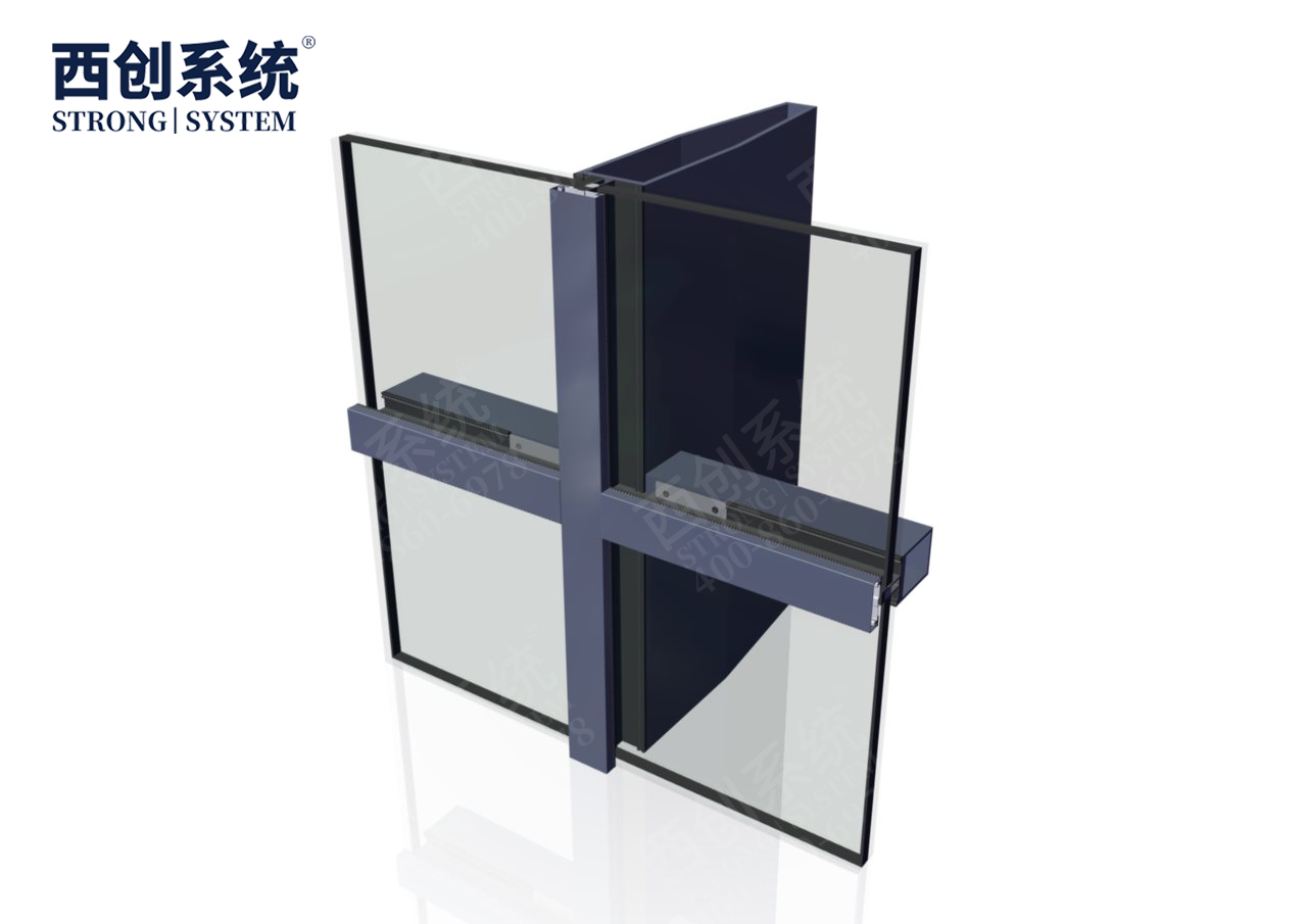 上海青浦項目銑卡槽錐形（平頭）精致鋼/前抗面加厚矩形精制鋼玻璃幕墻系統-西創系統(圖5)