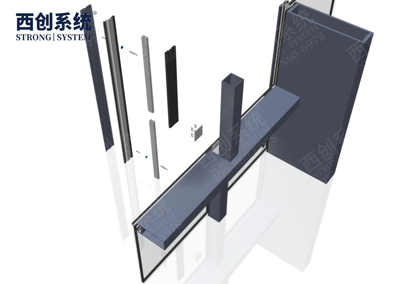 上海舊樓改造項目高層橫向大跨度矩形凹型精制鋼玻璃幕墻——西創系統(圖16)