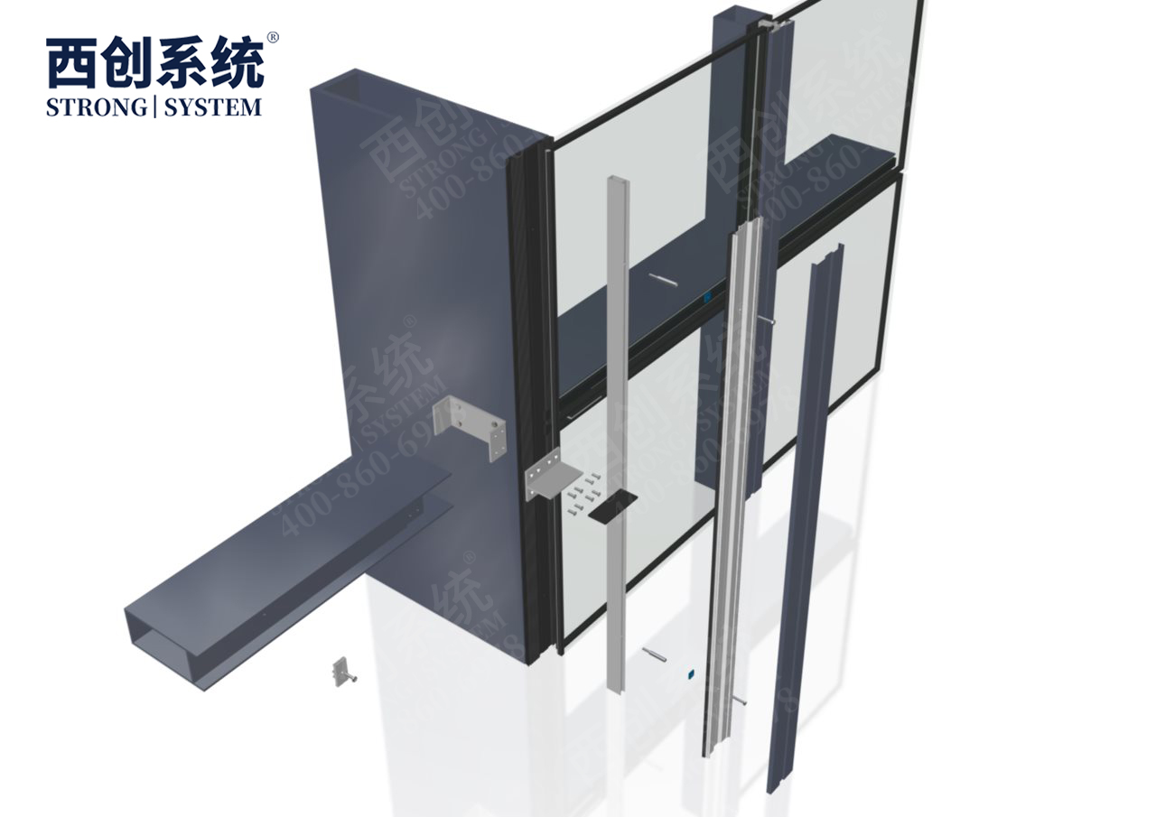 上海舊樓改造項目高層橫向大跨度矩形凹型精制鋼玻璃幕墻——西創系統(圖17)