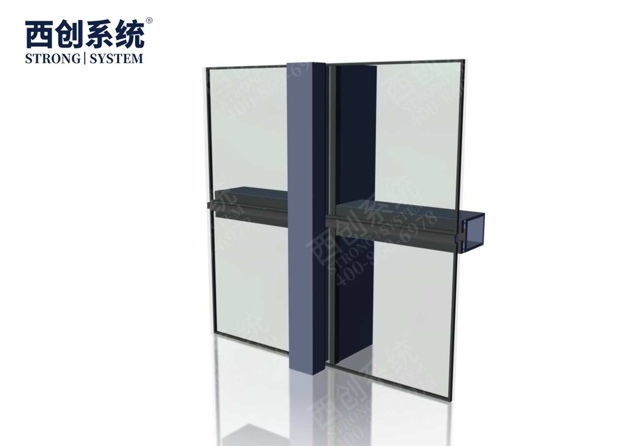 自鎖限位式鋼板插芯連接/橫梁高度可調——西創系統矩形精制鋼玻璃幕墻系統(圖9)