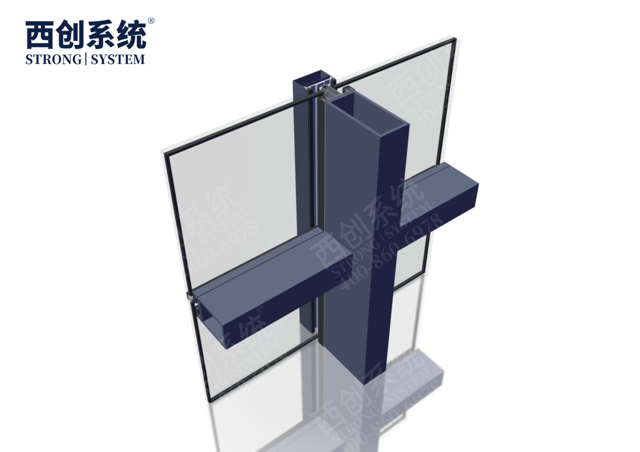 自鎖限位式鋼板插芯連接/橫梁高度可調——西創系統矩形精制鋼玻璃幕墻系統(圖10)