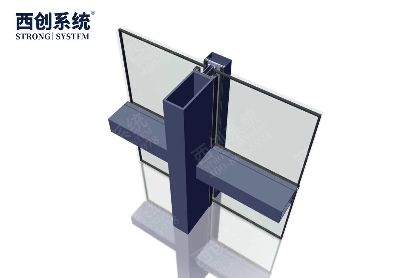 自鎖限位式鋼板插芯連接/橫梁高度可調——西創系統矩形精制鋼玻璃幕墻系統(圖11)
